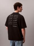 Negru Tricou Relaxat Cu Logo Script  Barbati
