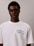 Alb Tricou Relaxat Cu Logo Script  Barbati
