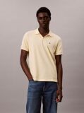 Galben Tricou Polo Din Bumbac Piqué Cu Guler Deschis  Barbati