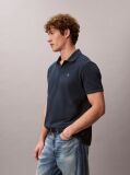 Albastru Tricou Polo Din Bumbac Piqué Cu Guler Deschis  Barbati