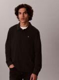 Negru Tricou Polo Cu Maneca Lunga Si Monograma  Barbati