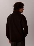 Negru Tricou Polo Cu Maneca Lunga Si Monograma  Barbati
