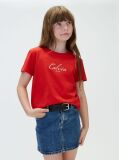 Rosu Tricou Cu Logo In Stil Script  Fete