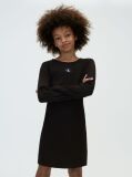 Negru Rochie Mulata Cu Maneca Lunga Din Tricot Reiat  Fete