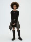 Negru Rochie Mulata Cu Maneca Lunga Din Tricot Reiat  Fete