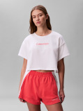 Alb Tricou De Plaja Cropped  Femei