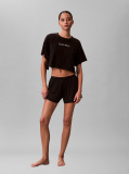Negru Tricou De Plaja Cropped  Femei