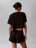 Negru Tricou De Plaja Cropped  Femei