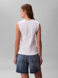 Alb Top Tip Maiou Cu Patch Logo Si Structura Ripstop  Femei