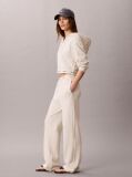 Bej Pantaloni Jogger Cu Croiala Wide Leg Si Talie Cu Banda Logo  Femei
