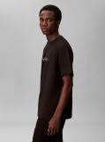 Negru Tricou Cu Guler Rotund Si Logo Estompat  Barbati