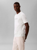 Alb Tricou Cu Guler Rotund Si Logo Estompat  Barbati