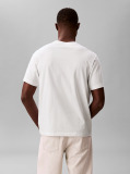 Alb Tricou Cu Guler Rotund Si Logo Estompat  Barbati