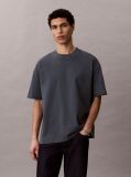 Albastru Tricou Oversized Cu Logo Embosat  Barbati