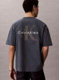 Albastru Tricou Oversized Cu Logo Embosat  Barbati