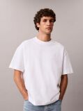 Alb Tricou Oversized Cu Logo Embosat  Barbati