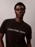 Negru Tricou Cu Logo Linear  Barbati