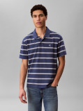 Albastru Tricou Polo Cu Maneca Scurta Din Jersey Cu Dungi  Barbati