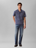 Albastru Tricou Polo Cu Maneca Scurta Din Jersey Cu Dungi  Barbati
