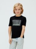 Negru Tricou Cu Logo Perforat  Baieti