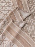 Bej Esarfa Patrata Din Modal Jacquard Cu Emblema  Femei