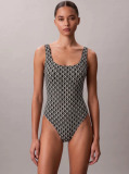 Negru Costum De Baie Cu Spate Decupat - CK Icon  Femei