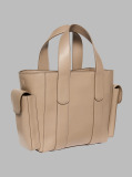 Bej Geanta Tote Mica Cu Logo Jacquard  Femei