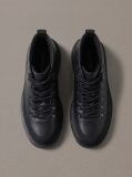 Black Leather Lug Hiking Boots  Men