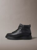 Black Leather Lug Hiking Boots  Men