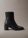 Negru Botine Din Piele Cu Toc Gros  Femei