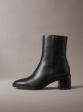 Negru Botine Din Piele Cu Toc Gros  Femei