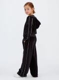 Negru Pantaloni Jogger Din Catifea Cu Croiala Larga  Fete