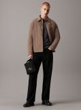 Black Logo Flat Crossbody Bag  Men