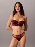 Rosu Chiloti Tanga - CK Black Floral Lace  Femei