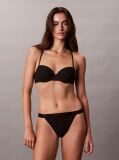 Negru Chilot Tanga Cu Decupaj Inalt – Emblem Flocked Mesh  Femei