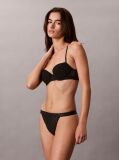 Negru Chilot Tanga Cu Decupaj Inalt – Emblem Flocked Mesh  Femei