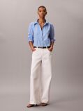Blue Yarndye Cotton Poplin Regular Shirt  Women