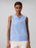 Blue Yarndye Cotton Poplin Slim Drape Top  Women