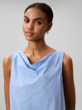 Blue Yarndye Cotton Poplin Slim Drape Top  Women