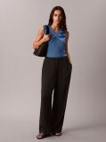 Blue Crepe Jersey V-Neck Sleeveless Top  Women