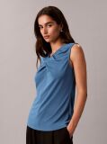 Blue Crepe Jersey V-Neck Sleeveless Top  Women