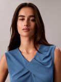 Blue Crepe Jersey V-Neck Sleeveless Top  Women