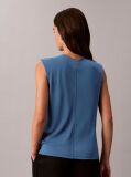 Blue Crepe Jersey V-Neck Sleeveless Top  Women