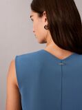 Blue Crepe Jersey V-Neck Sleeveless Top  Women