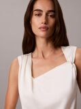 Alb Top Din Satin Texturat Cu Detaliu Rasucit  Femei