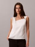 Alb Top Din Satin Texturat Cu Detaliu Rasucit  Femei