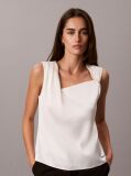 Alb Top Din Satin Texturat Cu Detaliu Rasucit  Femei