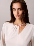Alb Bluza Asimetrica Din Satin Cu Maneca Lunga  Femei