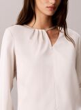 Alb Bluza Asimetrica Din Satin Cu Maneca Lunga  Femei