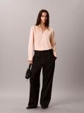 Roz Bluza Asimetrica Din Satin Cu Maneca Lunga  Femei